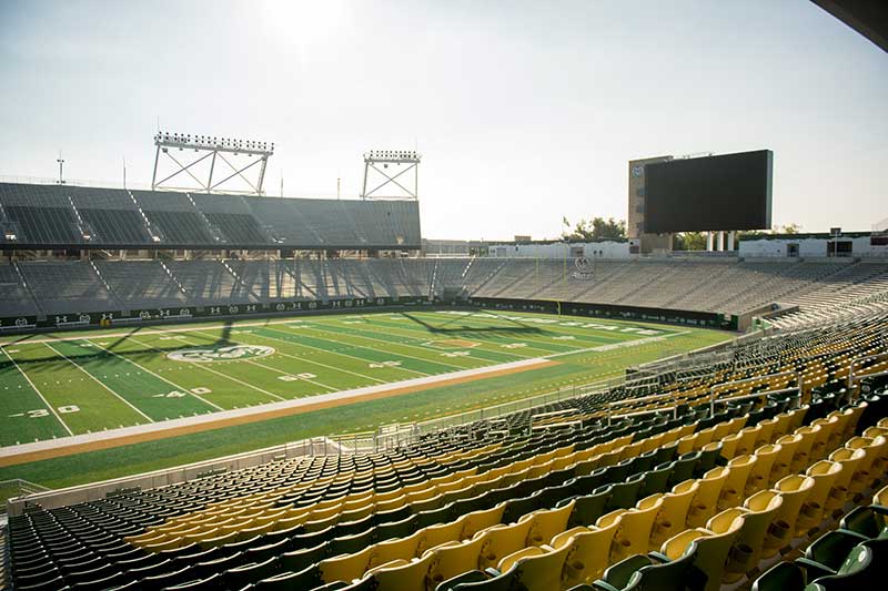 seating and field of multipurpose stadium
