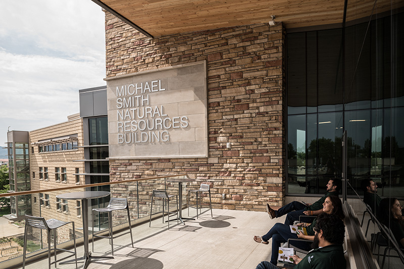 Outdoor patio of the Michael Smith Natural Resources Building