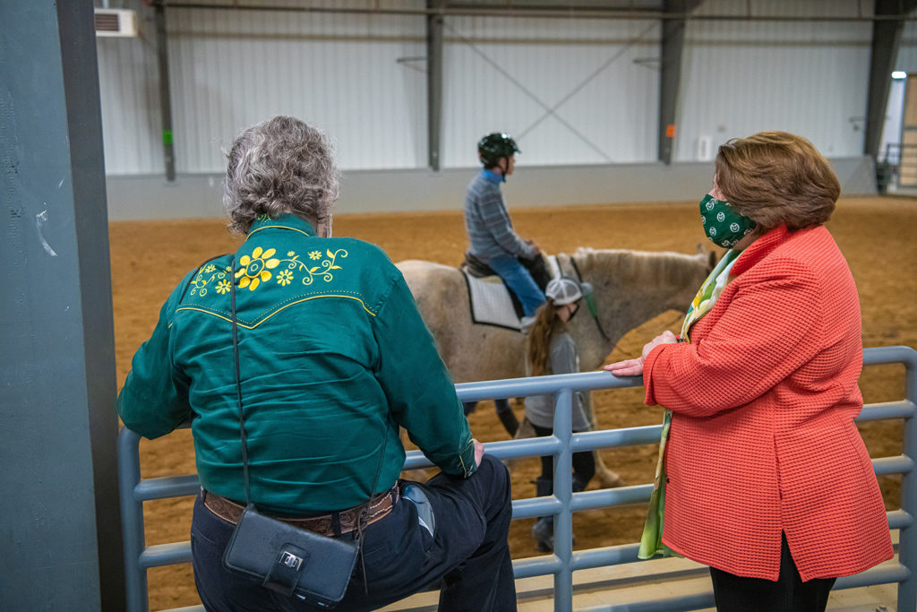 temple grandin and joyce mcconnell at the temple grandin equine center